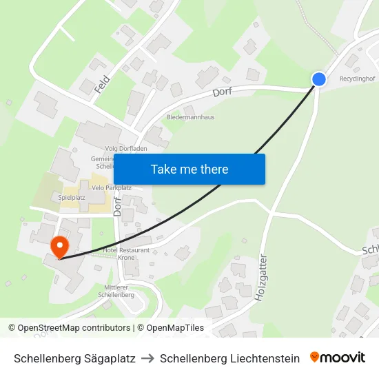 Schellenberg Sägaplatz to Schellenberg Liechtenstein map