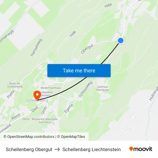 Schellenberg Obergut to Schellenberg Liechtenstein map