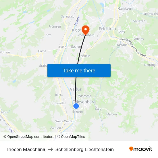 Triesen Maschlina to Schellenberg Liechtenstein map