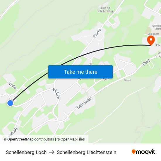 Schellenberg Loch to Schellenberg Liechtenstein map