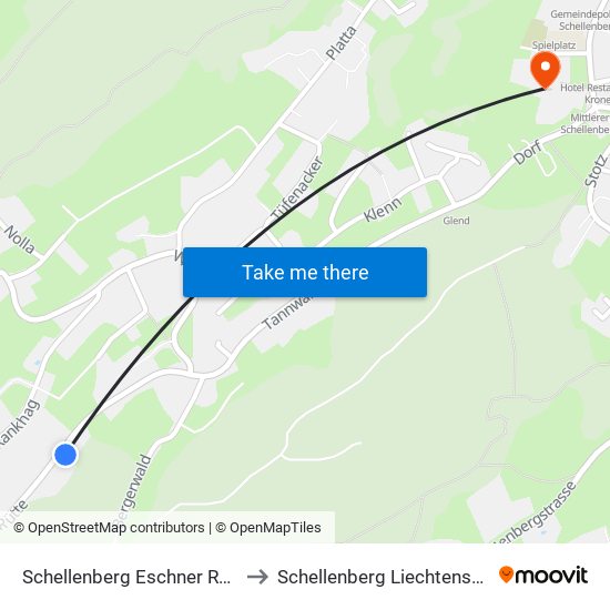 Schellenberg Eschner Rütte to Schellenberg Liechtenstein map