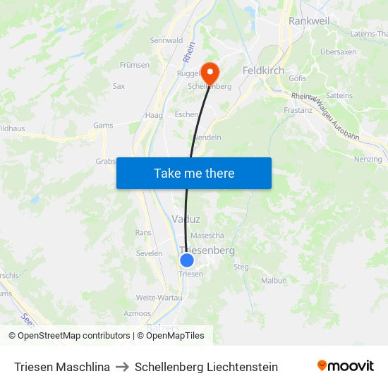 Triesen Maschlina to Schellenberg Liechtenstein map