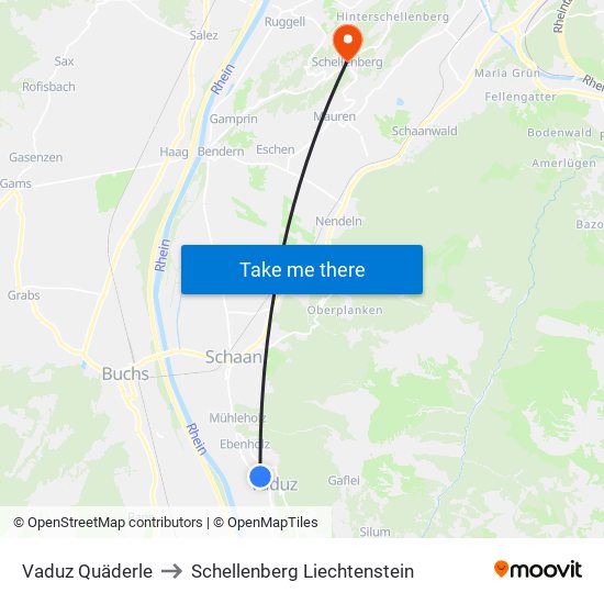 Vaduz Quäderle to Schellenberg Liechtenstein map