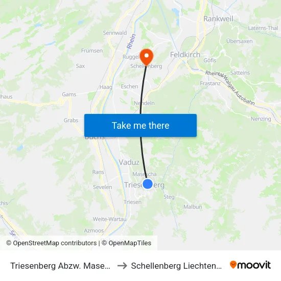 Triesenberg Abzw. Masescha to Schellenberg Liechtenstein map