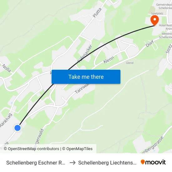 Schellenberg Eschner Rütte to Schellenberg Liechtenstein map