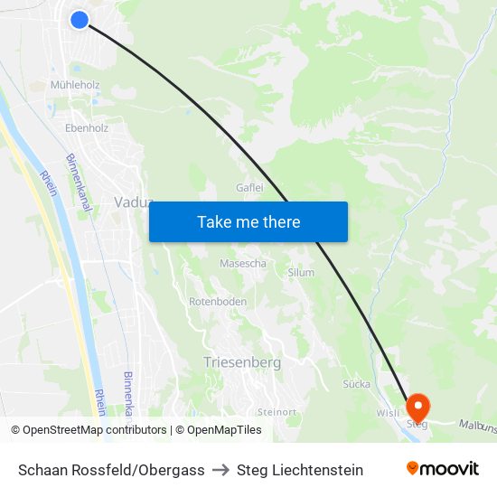 Schaan Rossfeld/Obergass to Steg Liechtenstein map