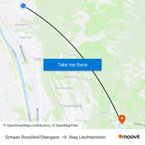 Schaan Rossfeld/Obergass to Steg Liechtenstein map