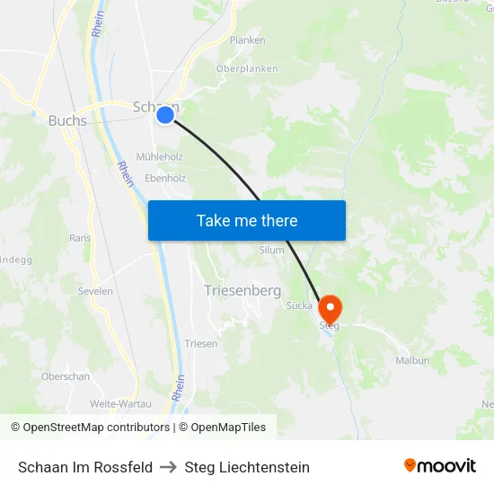 Schaan Im Rossfeld to Steg Liechtenstein map