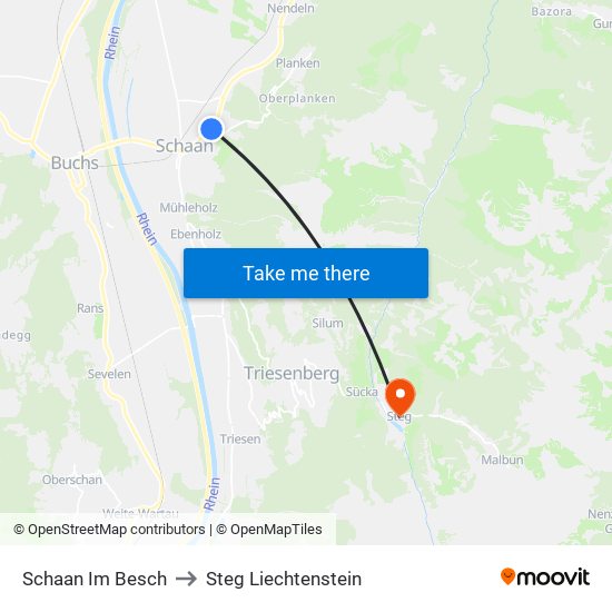 Schaan Im Besch to Steg Liechtenstein map