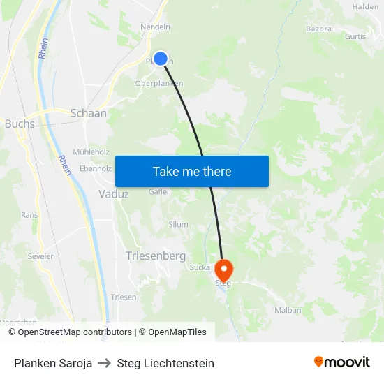 Planken Saroja to Steg Liechtenstein map