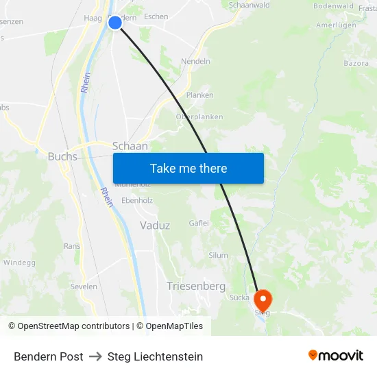 Bendern Post to Steg Liechtenstein map