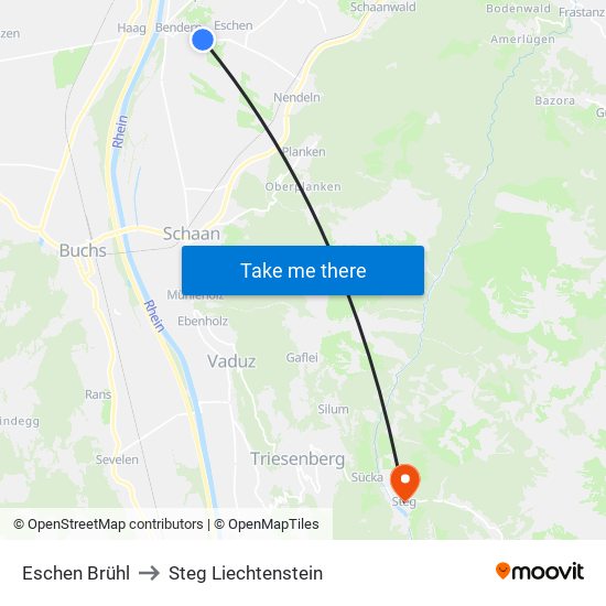 Eschen Brühl to Steg Liechtenstein map