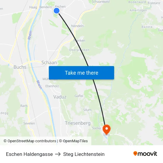 Eschen Haldengasse to Steg Liechtenstein map
