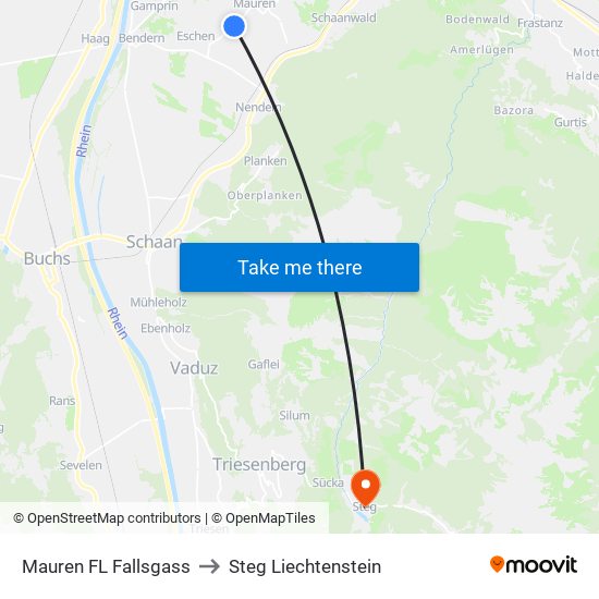 Mauren FL Fallsgass to Steg Liechtenstein map