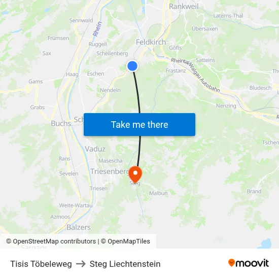 Tisis Töbeleweg to Steg Liechtenstein map