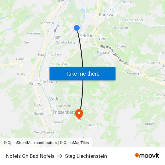 Nofels Gh Bad Nofels to Steg Liechtenstein map