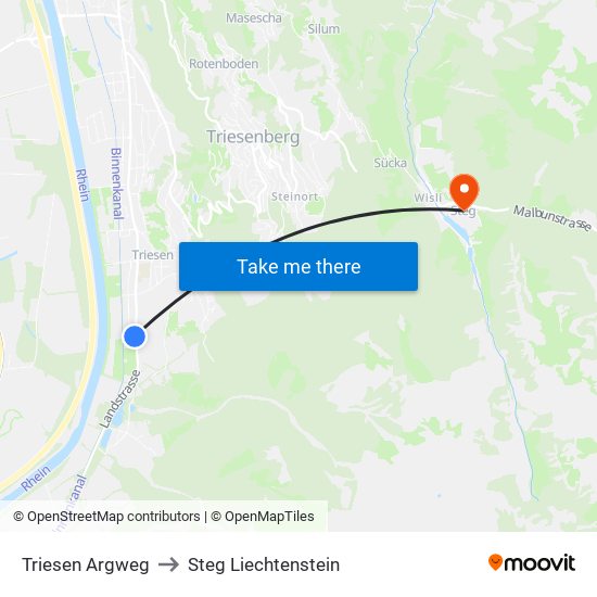 Triesen Argweg to Steg Liechtenstein map
