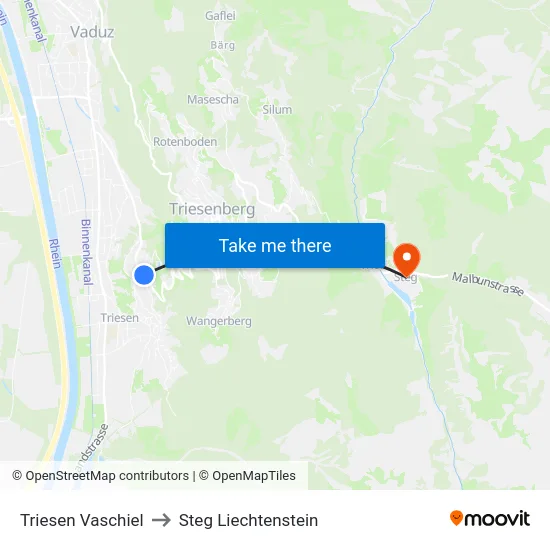 Triesen Vaschiel to Steg Liechtenstein map