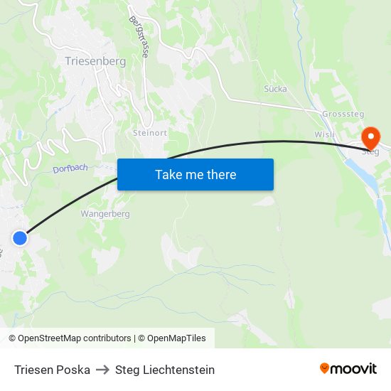 Triesen Poska to Steg Liechtenstein map