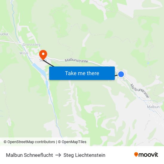 Malbun Schneeflucht to Steg Liechtenstein map