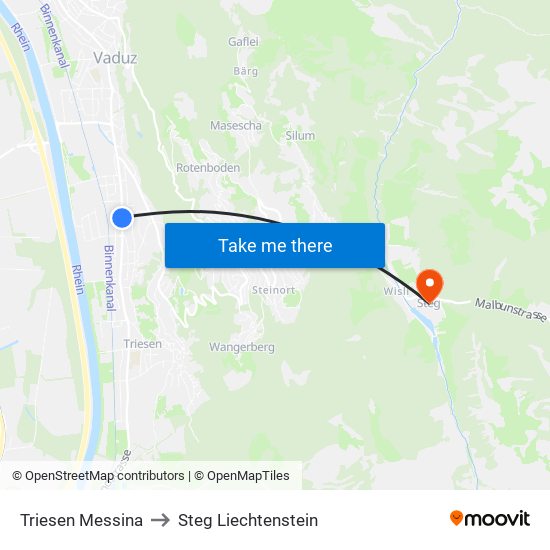 Triesen Messina to Steg Liechtenstein map