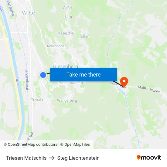 Triesen Matschils to Steg Liechtenstein map