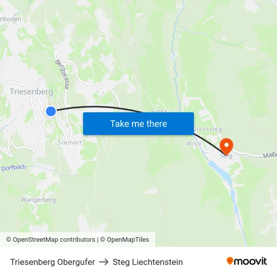Triesenberg Obergufer to Steg Liechtenstein map
