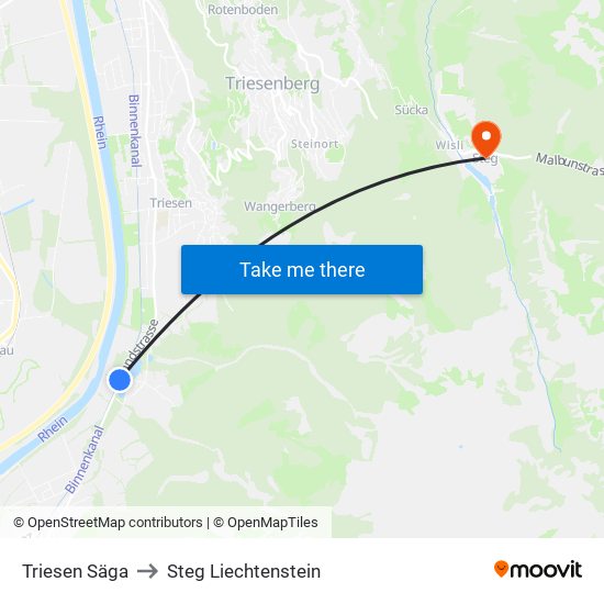 Triesen Säga to Steg Liechtenstein map