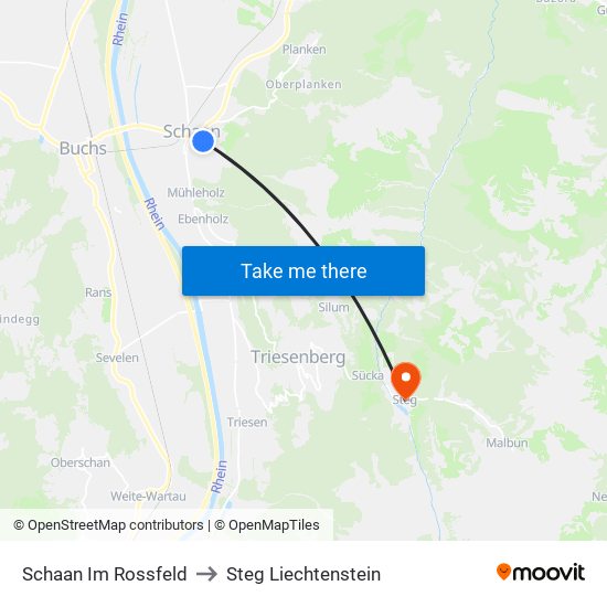 Schaan Im Rossfeld to Steg Liechtenstein map