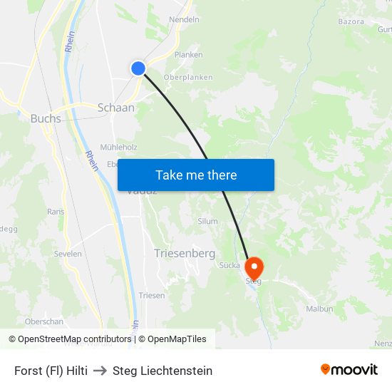 Forst (Fl) Hilti to Steg Liechtenstein map