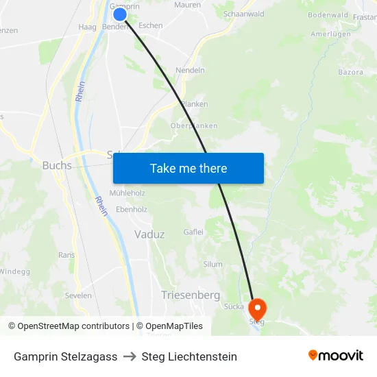Gamprin Stelzagass to Steg Liechtenstein map