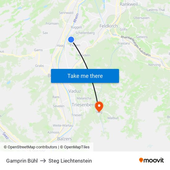 Gamprin Bühl to Steg Liechtenstein map