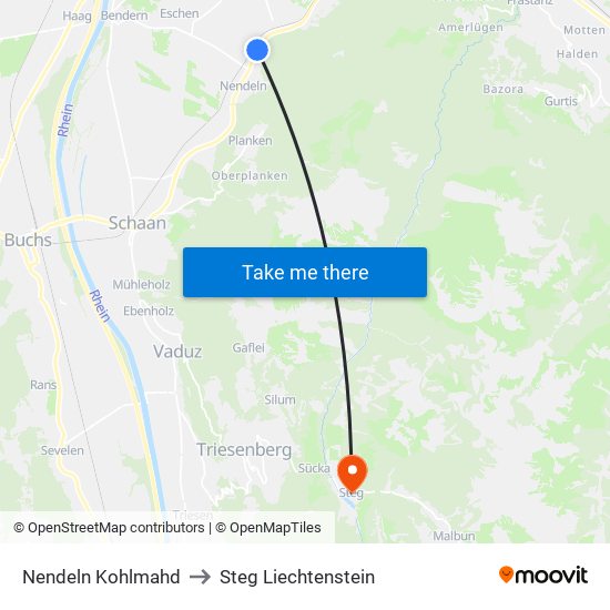 Nendeln Kohlmahd to Steg Liechtenstein map