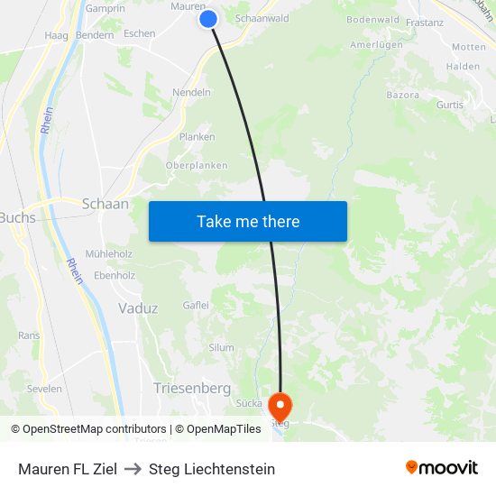 Mauren FL Ziel to Steg Liechtenstein map