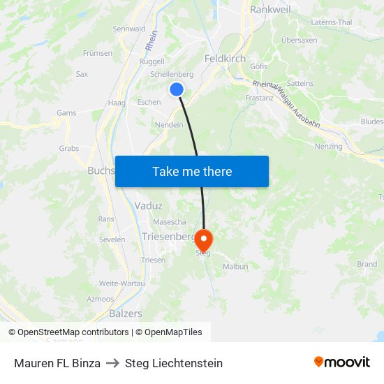 Mauren FL Binza to Steg Liechtenstein map
