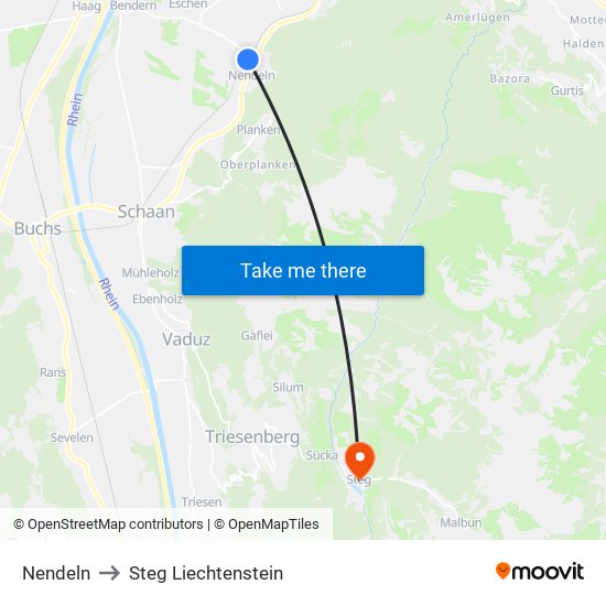 Nendeln to Steg Liechtenstein map