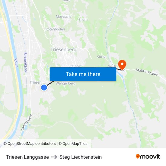 Triesen Langgasse to Steg Liechtenstein map