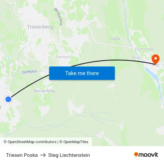 Triesen Poska to Steg Liechtenstein map