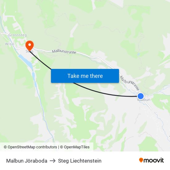 Malbun Jöraboda to Steg Liechtenstein map