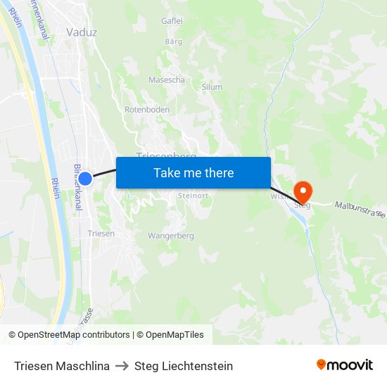 Triesen Maschlina to Steg Liechtenstein map