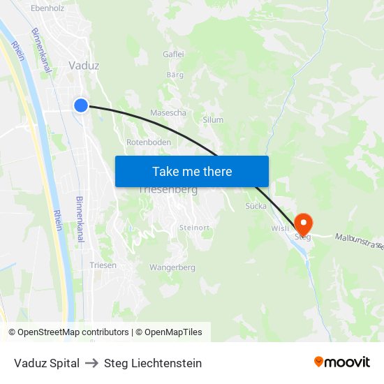 Vaduz Spital to Steg Liechtenstein map