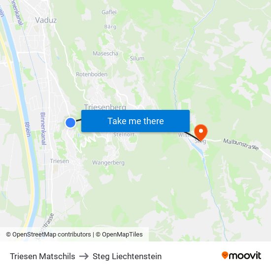 Triesen Matschils to Steg Liechtenstein map