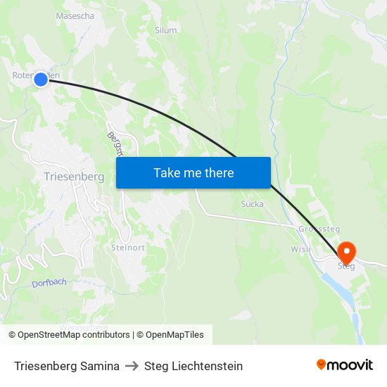 Triesenberg Samina to Steg Liechtenstein map