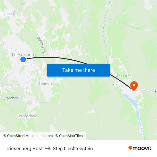 Triesenberg Post to Steg Liechtenstein map