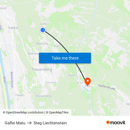 Gaflei Matu to Steg Liechtenstein map