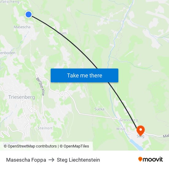 Masescha Foppa to Steg Liechtenstein map