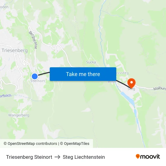 Triesenberg Steinort to Steg Liechtenstein map