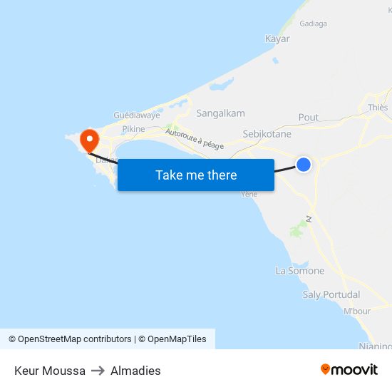 Keur Moussa to Almadies map