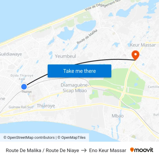 Route De Malika / Route De Niaye to Eno Keur Massar map