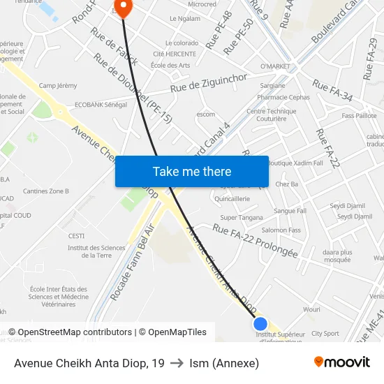 Avenue Cheikh Anta Diop, 19 to Ism (Annexe) map